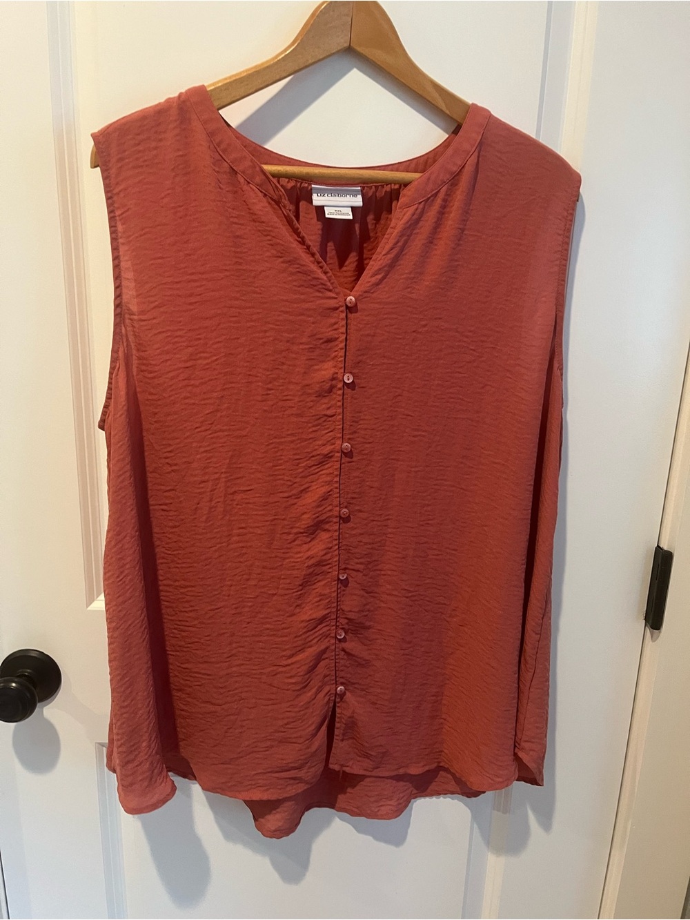Sleeveless Button-Front Blouse in mauve